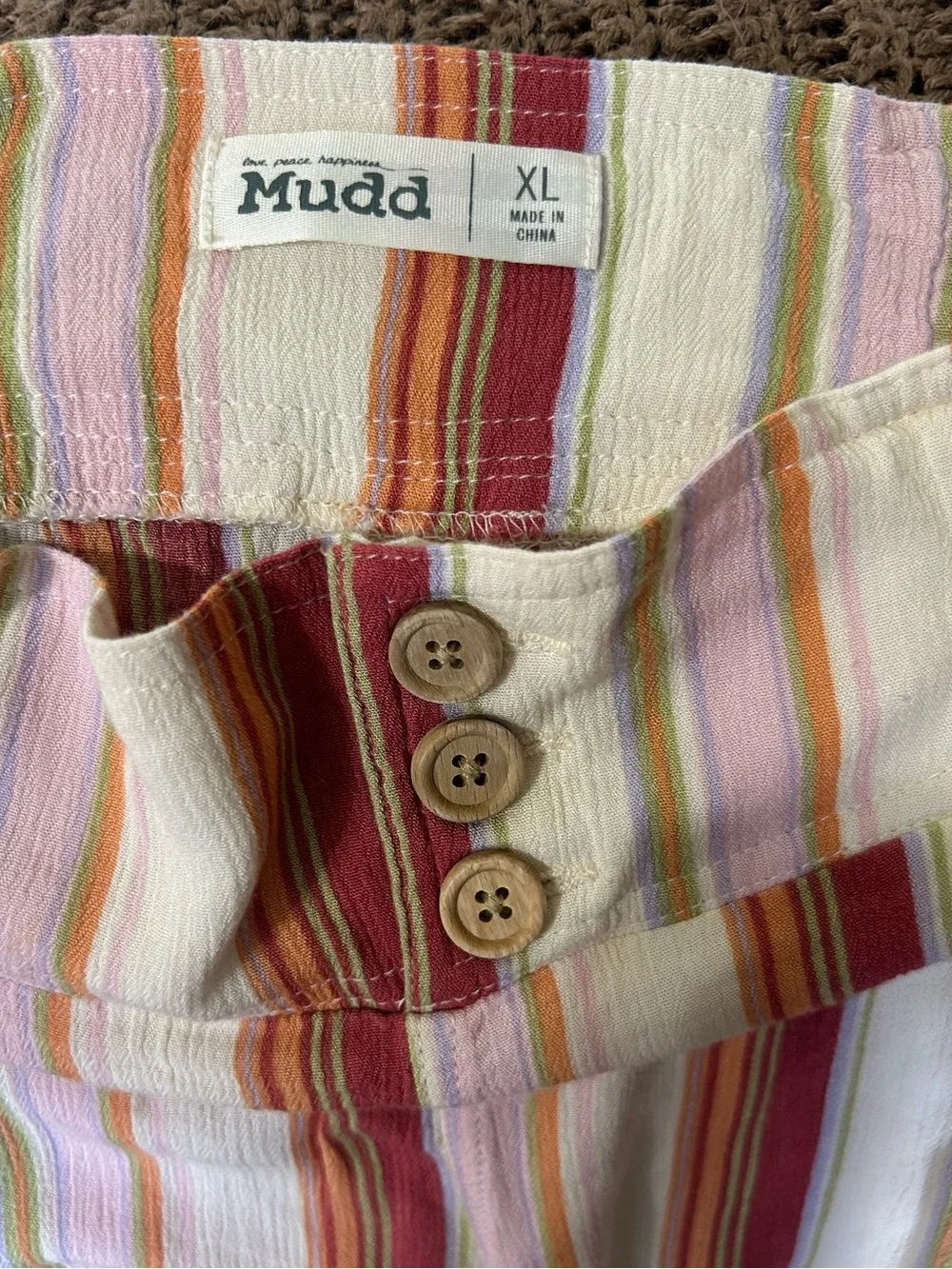 Mudd Striped Wide-Leg Capris in Cream, Red, Orange